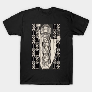 Art Nouveau Lady 3 (cream on black) T-Shirt